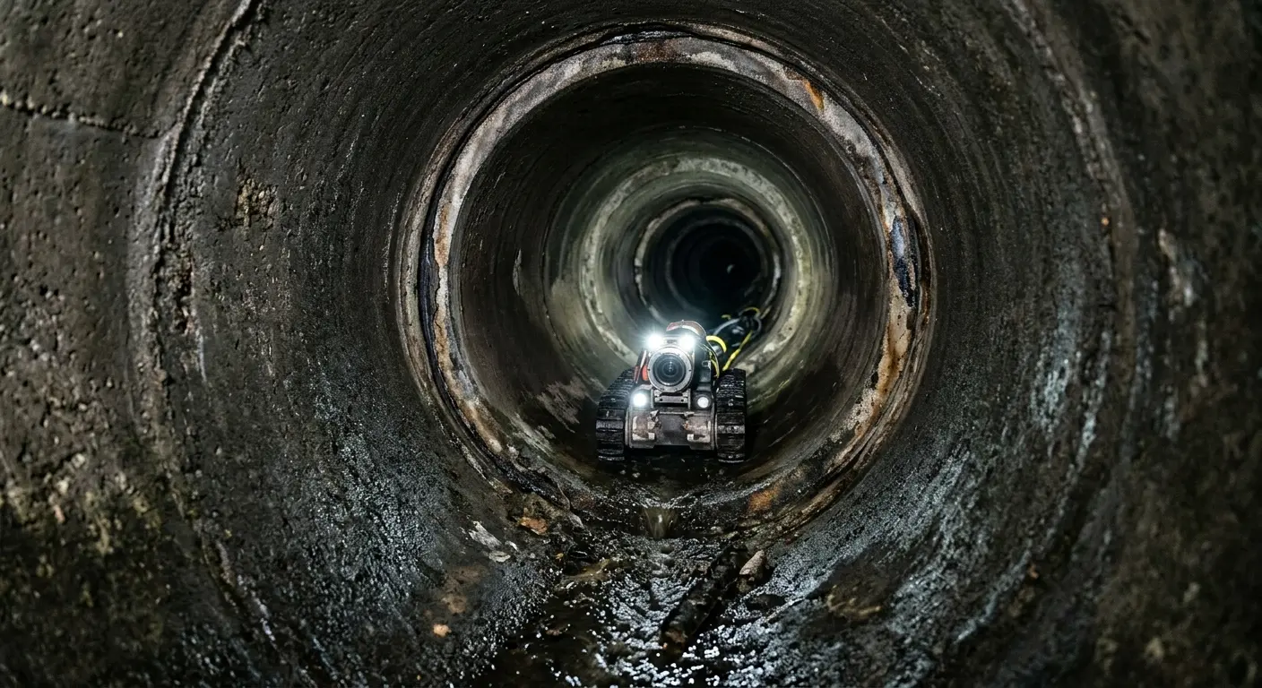 Robotic sewer camera inspecting pipe interior for Sewer Line Cleaning in Acworth